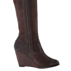CYBER!! FRYE Cece Seam Tall Suede Boot, dark brown